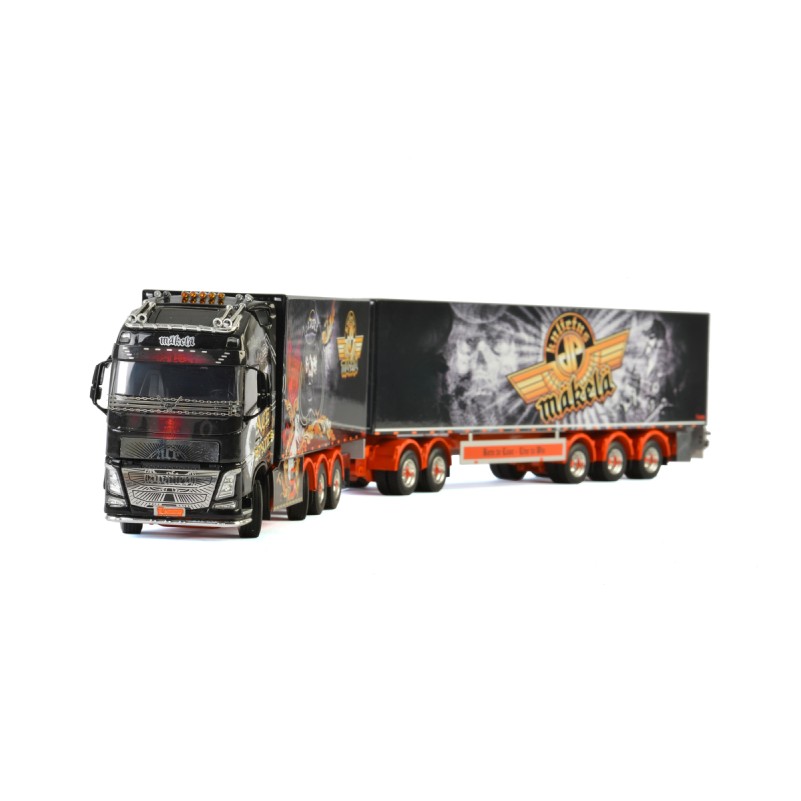 WSI 01-2336 VOLVO FH4 GLOBETROTTER XL 8x4 RIGED BOX TRUCK SWEDEN COMBO Kuljetus JP Mäkelä Oy - 1:50