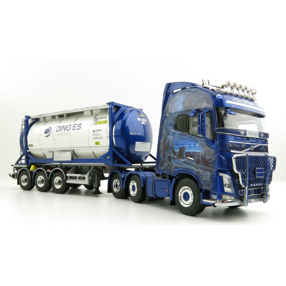 WSI 01-3435 Volvo FH04 GL XL 6x2 Truck with Trailer 25ft Tank Container - Ingo Dinges - Scale 1:50