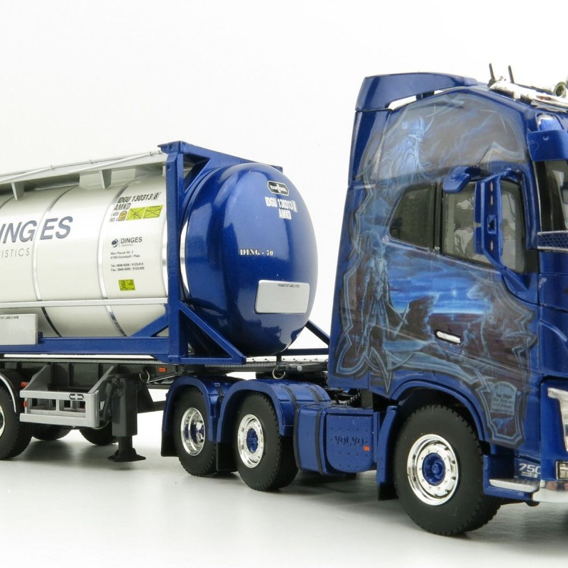 WSI 01-3435 Volvo FH04 GL XL 6x2 Truck with Trailer 25ft Tank Container - Ingo Dinges - Scale 1:50