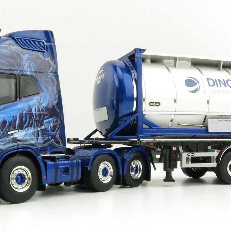 WSI 01-3435 Volvo FH04 GL XL 6x2 Truck with Trailer 25ft Tank Container - Ingo Dinges - Scale 1:50