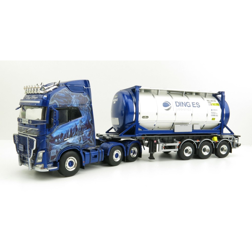 WSI 01-3435 Volvo FH04 GL XL 6x2 Truck with Trailer 25ft Tank Container - Ingo Dinges - Scale 1:50