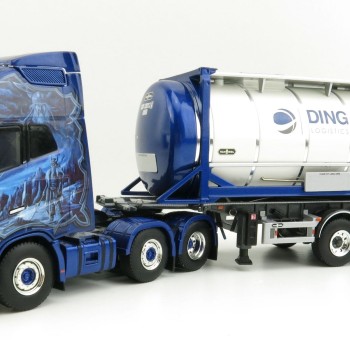 WSI 01-3435 Volvo FH04 GL XL 6x2 Truck with Trailer 25ft Tank Container - Ingo Dinges - Scale 1:50