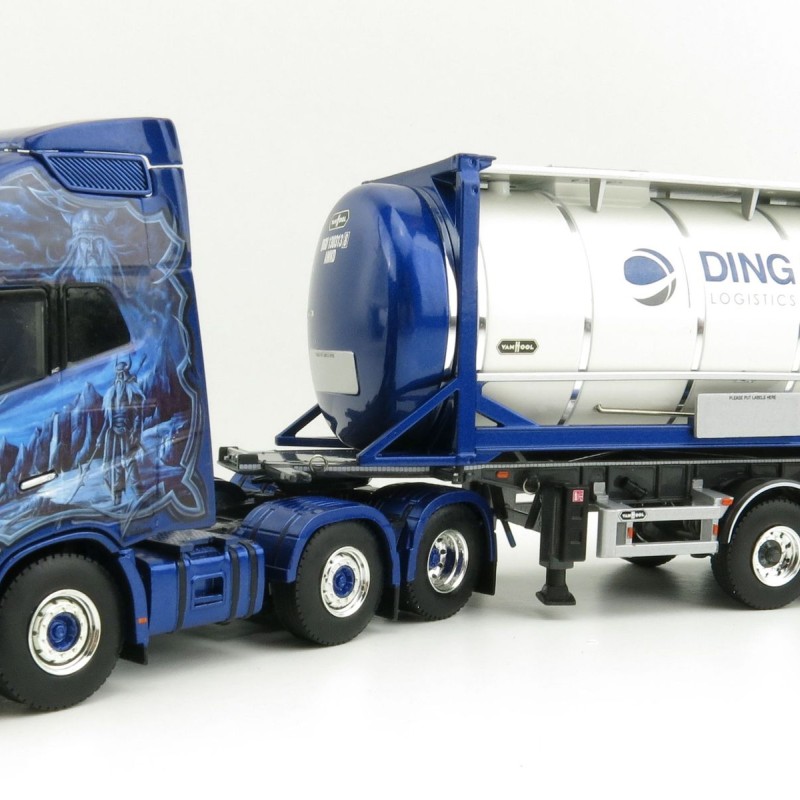 WSI 01-3435 Volvo FH04 GL XL 6x2 Truck with Trailer 25ft Tank Container - Ingo Dinges - Scale 1:50