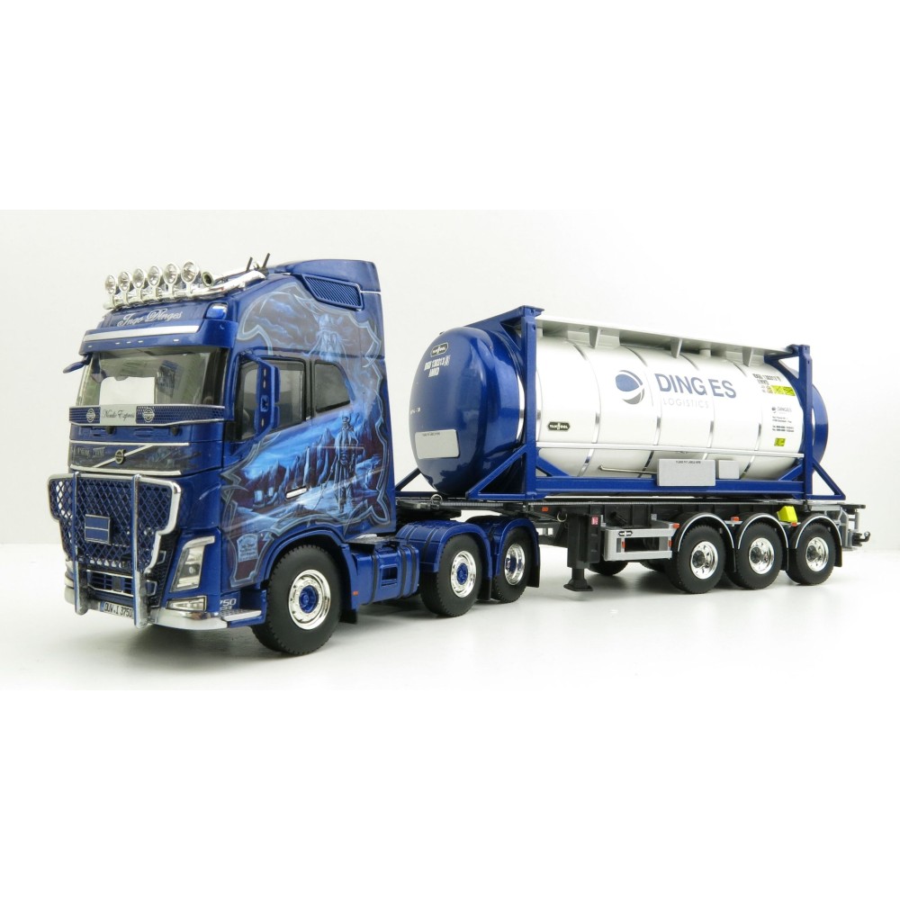 WSI 01-3435 Volvo FH04 GL XL 6x2 Truck with Trailer 25ft Tank Container - Ingo Dinges - Scale 1:50