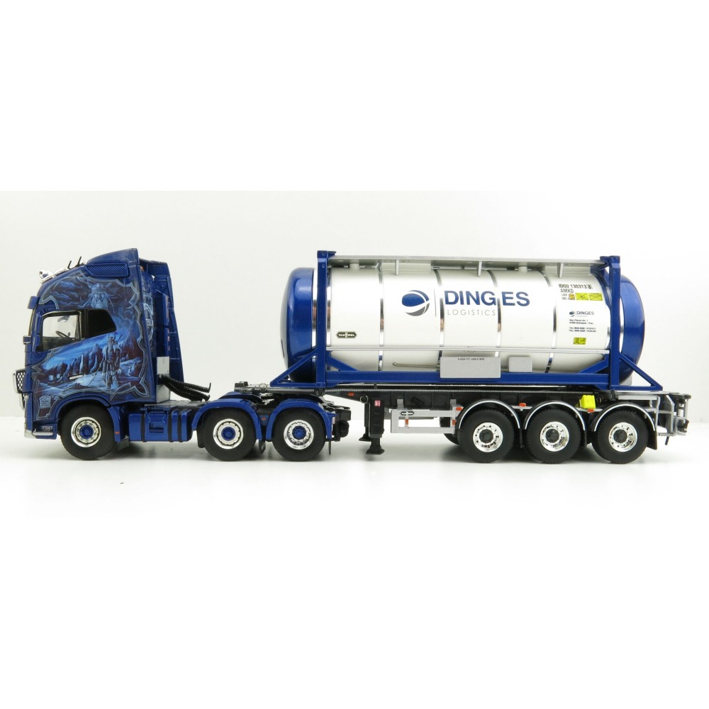 WSI 01-3435 Volvo FH04 GL XL 6x2 Truck with Trailer 25ft Tank Container - Ingo Dinges - Scale 1:50