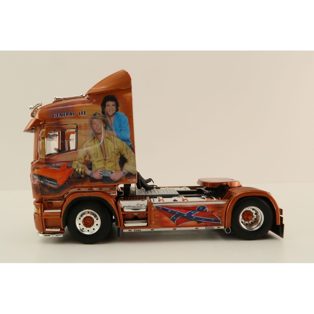 WSI 01-3925 Scania R5 Highline 4x2 Truck Transport TMG - General Lee Dukes of Hazzard - Scale 1:50