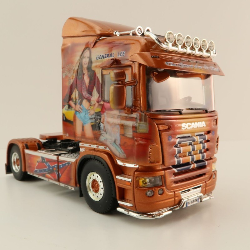 WSI 01-3925 Scania R5 Highline 4x2 Truck Transport TMG - General Lee Dukes of Hazzard - Scale 1:50