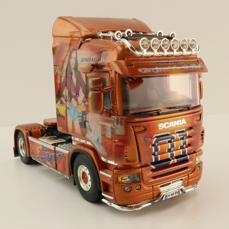 WSI 01-3925 Scania R5 Highline 4x2 Truck Transport TMG - General Lee Dukes of Hazzard - Scale 1:50