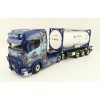 WSI 01-4000 Scania S Highline CS20H 4x2 Truck with 3-Axle Container Trailer & 20 ft Tank Container - Ingo Dinges - Scale 1:50