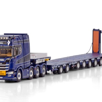 WSI 01-4145 Scania S Highline 8X4 CS20H with Nooteboom 2 Axle Dolly 7 Axle Transports Sylvian Leger - Scale 1:50