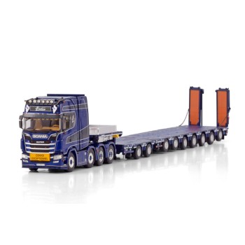 WSI 01-4145 Scania S Highline 8X4 CS20H with Nooteboom 2 Axle Dolly 7 Axle Transports Sylvian Leger - Scale 1:50