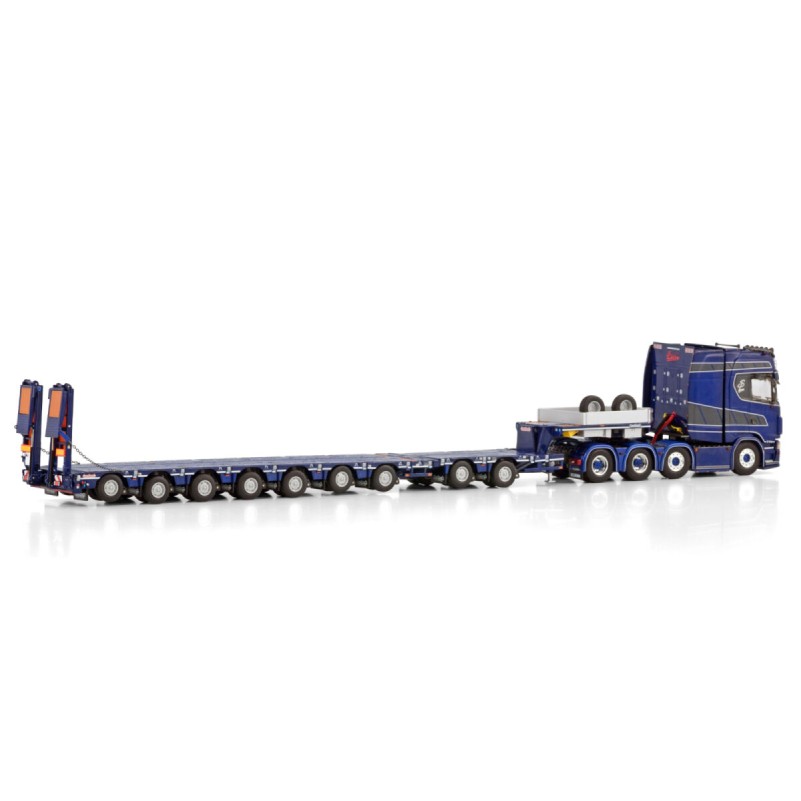 WSI 01-4145 Scania S Highline 8X4 CS20H with Nooteboom 2 Axle Dolly 7 Axle Transports Sylvian Leger - Scale 1:50