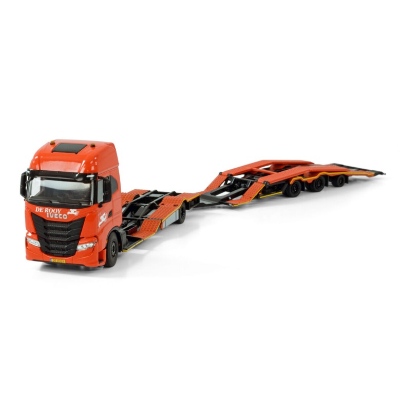 WSI 01-4198 Iveco S-Way High Rigid Truck and Transporter Trailer - De Rooy - Scale 1:50