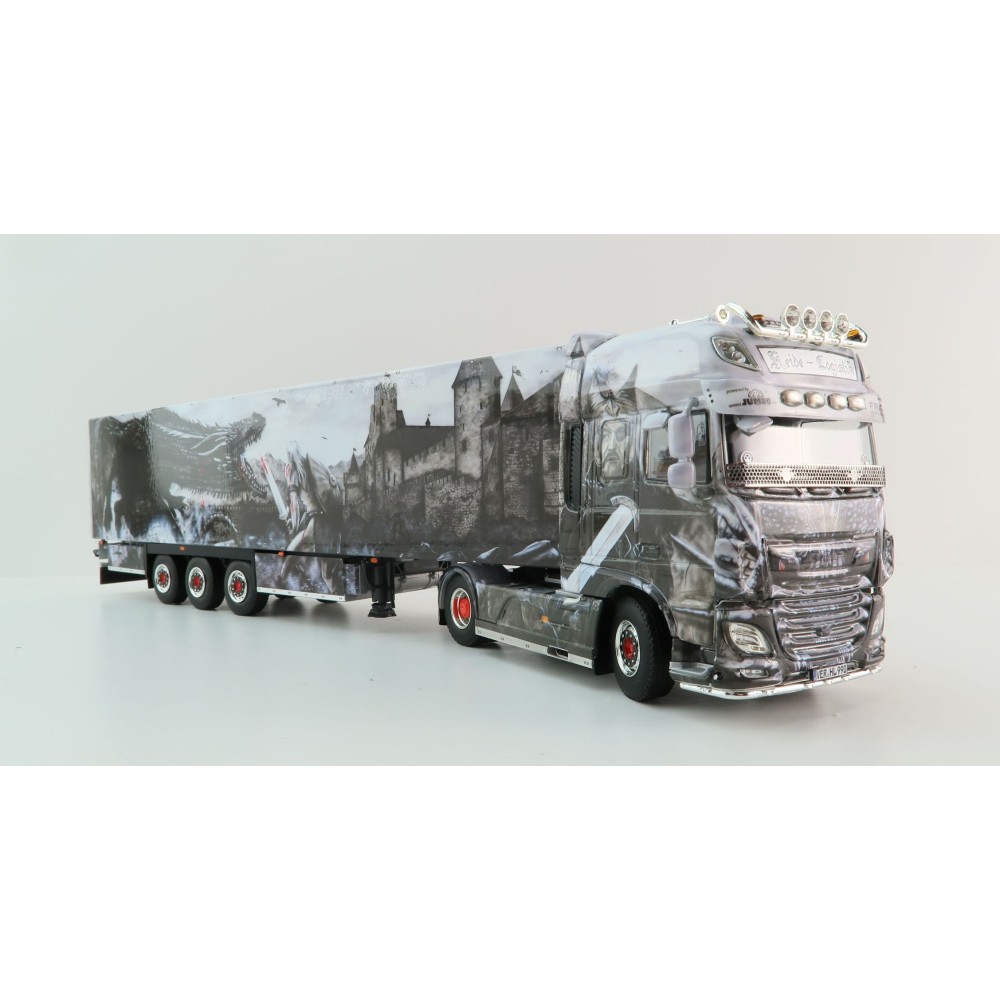 WSI 01-4308 DAF XF Super Space Cab MY2017 4x2 Truck with Reefer Trailer - Heide Logistik  - Scale 1:50