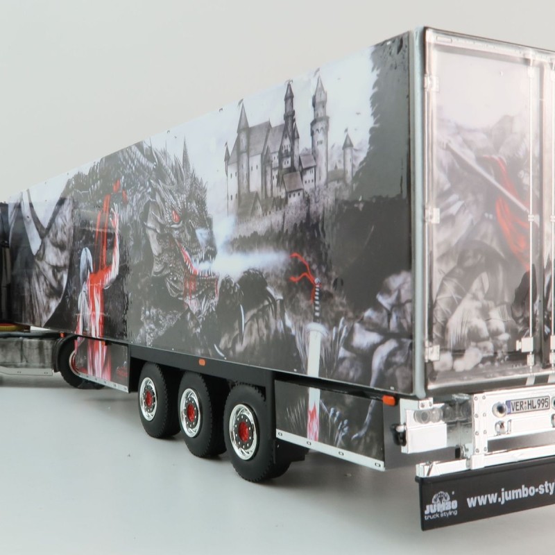 WSI 01-4308 DAF XF Super Space Cab MY2017 4x2 Truck with Reefer Trailer - Heide Logistik  - Scale 1:50