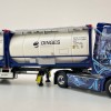 WSI 01-4424 - Ingo Dinges Volvo FH5 Globetrotter XL 4x2 Flex Container Trailer 3 Axle and 2 x 20 ft Tank Container - Scale 1:50