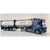 WSI 01-4424 - Ingo Dinges Volvo FH5 Globetrotter XL 4x2 Flex Container Trailer 3 Axle and 2 x 20 ft Tank Container - Scale 1:50