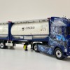WSI 01-4424 - Ingo Dinges Volvo FH5 Globetrotter XL 4x2 Flex Container Trailer 3 Axle and 2 x 20 ft Tank Container - Scale 1:50