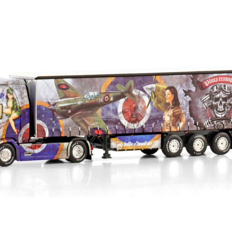 WSI 01-4427 - Scania R Highline CR20H 4x2 Truck with Curtainside Trailer - Pluta - Scale 1:50