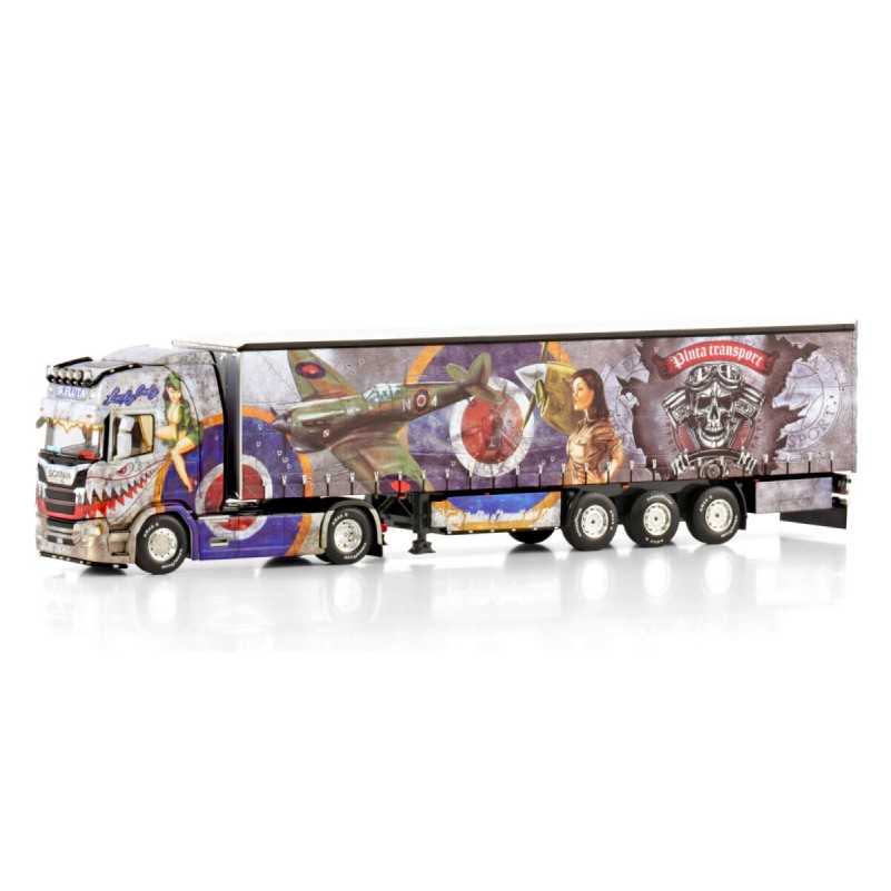 WSI 01-4427 - Scania R Highline CR20H 4x2 Truck with Curtainside Trailer - Pluta - Scale 1:50