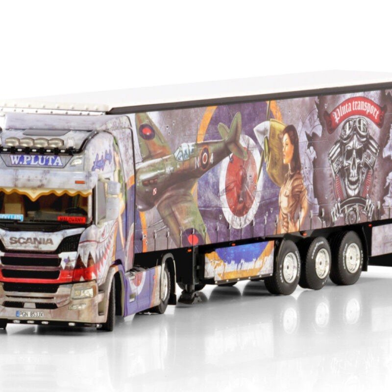 WSI 01-4427 - Scania R Highline CR20H 4x2 Truck with Curtainside Trailer - Pluta - Scale 1:50