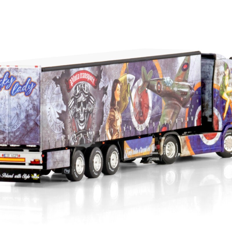WSI 01-4427 - Scania R Highline CR20H 4x2 Truck with Curtainside Trailer - Pluta - Scale 1:50