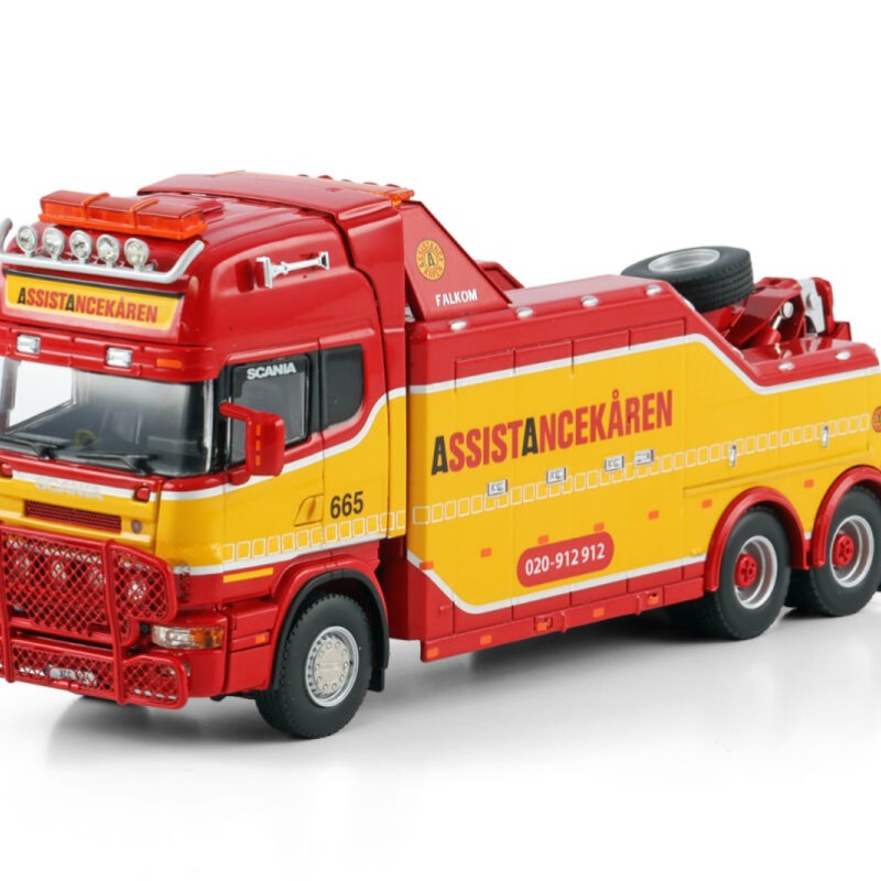 WSI 01-4578 Scania R4 Topline 6x4 Falkom Wrecker Tow Truck - Assistancekare - Scale 1:50