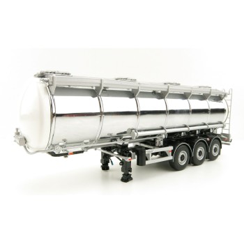 WSI 03-1006 - Hobur Tri Axle Petrol Tanker Trailer White Silver - Scale 1:50