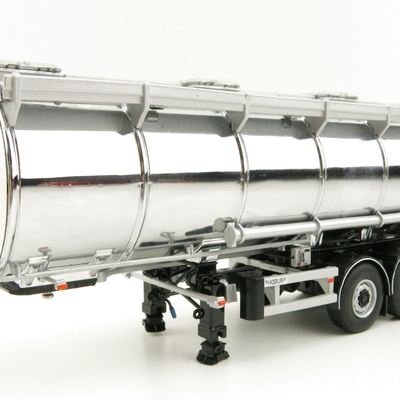 WSI 03-1006 - Hobur Tri Axle Petrol Tanker Trailer White Silver - Scale 1:50