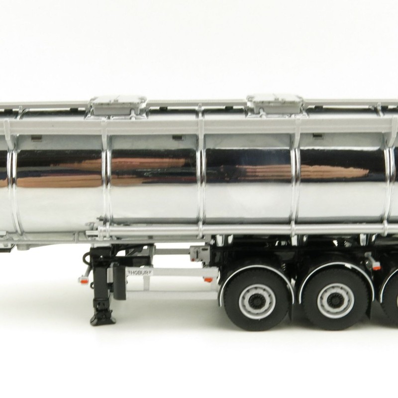 WSI 03-1006 - Hobur Tri Axle Petrol Tanker Trailer White Silver - Scale 1:50