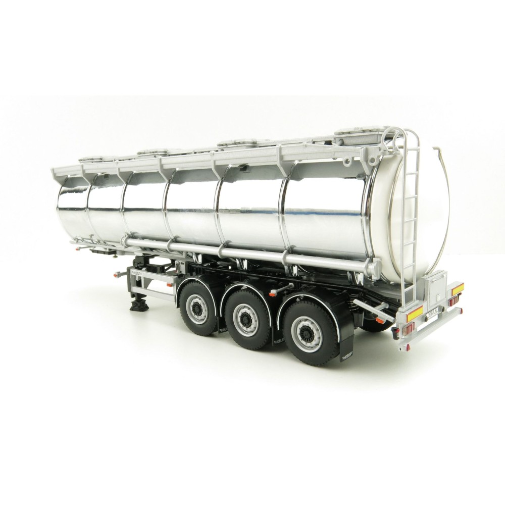 WSI 03-1006 - Hobur Tri Axle Petrol Tanker Trailer White Silver - Scale 1:50