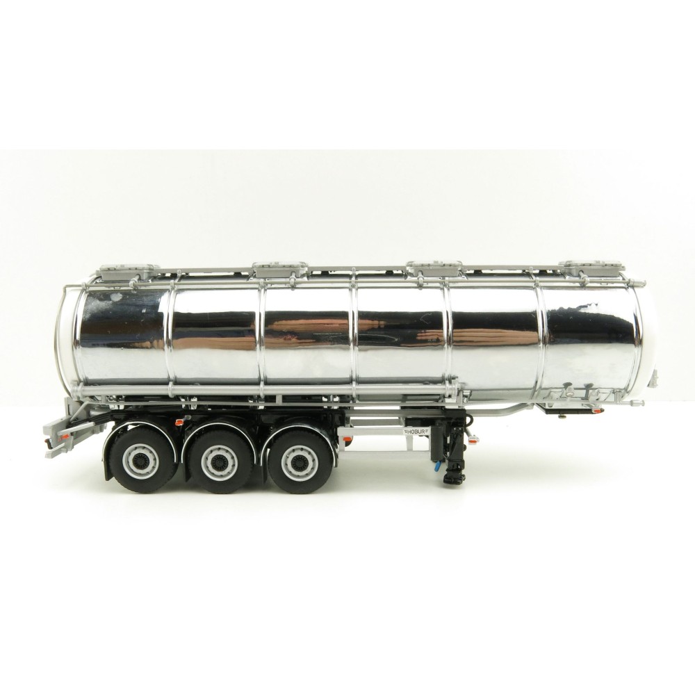 WSI 03-1006 - Hobur Tri Axle Petrol Tanker Trailer White Silver - Scale 1:50