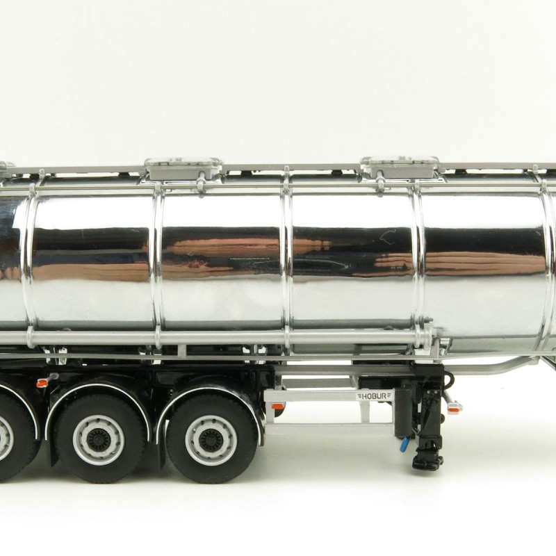 WSI 03-1006 - Hobur Tri Axle Petrol Tanker Trailer White Silver - Scale 1:50