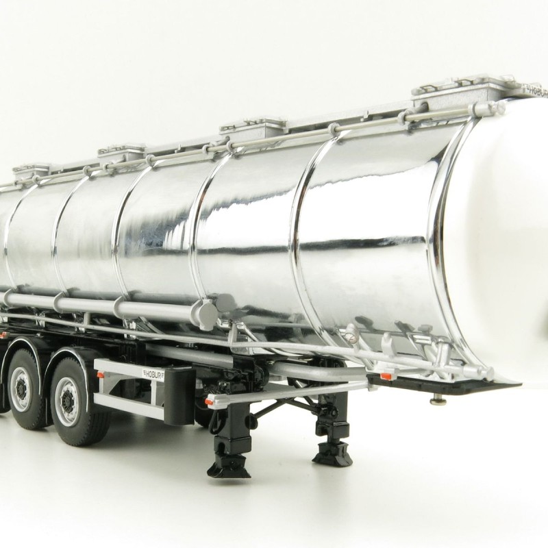 WSI 03-1006 - Hobur Tri Axle Petrol Tanker Trailer White Silver - Scale 1:50