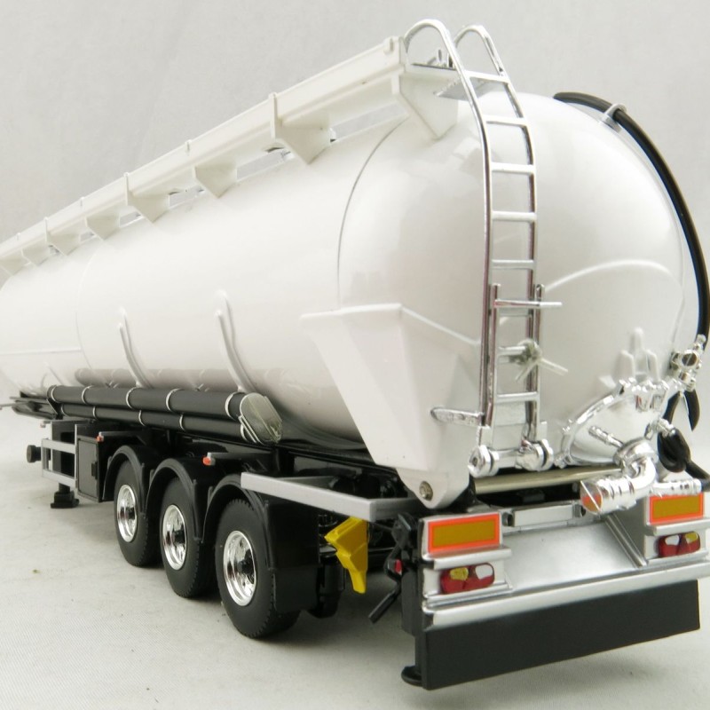 WSI 03-1011 - Tri Axle Bulk Tanker Power Tipper Trailer White - Scale 1:50 