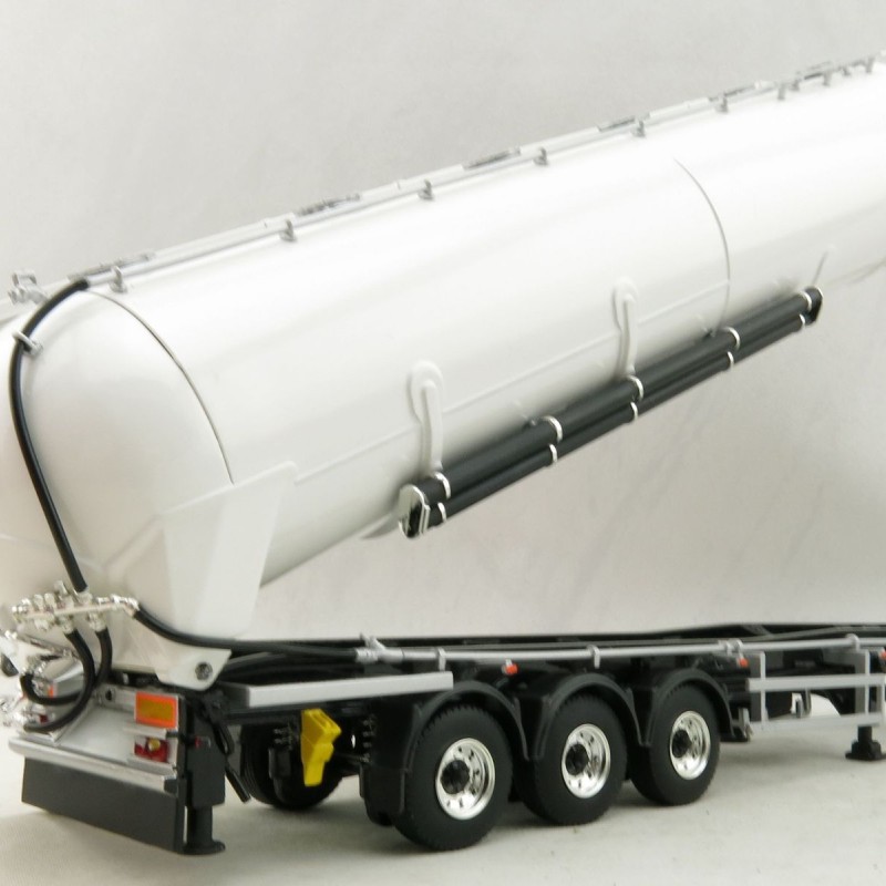 WSI 03-1011 - Tri Axle Bulk Tanker Power Tipper Trailer White - Scale 1:50 