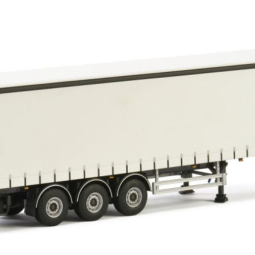 WSI 03-1068 - Curtainside Trailer 3 axle White - Scale 1:50