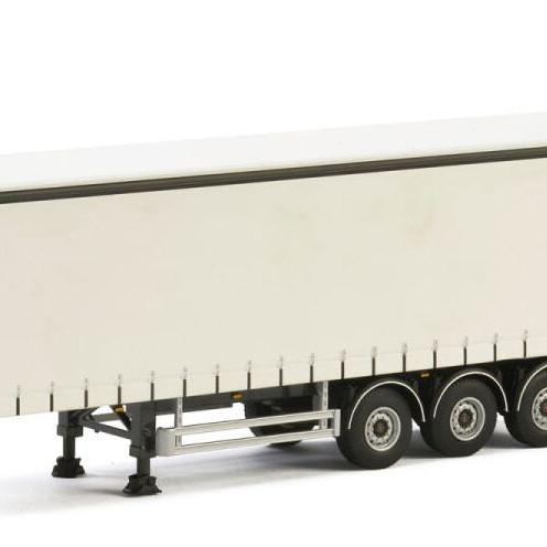 WSI 03-1068 - Curtainside Trailer 3 axle White - Scale 1:50