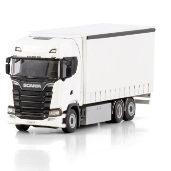 WSI 03-2052 - Scania S Highline CS20H 6x2 Tag Axle Rigid Curtainside Truck White - Scale 1:50
