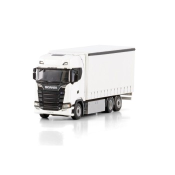 WSI 03-2052 - Scania S Highline CS20H 6x2 Tag Axle Rigid Curtainside Truck White - Scale 1:50