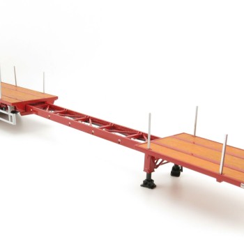 WSI 04-1137 - Dennison 3-axle Flat Top Extendable Trailer - Red - Scale 1:50