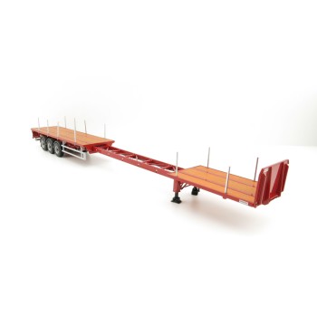WSI 04-1137 - Dennison 3-axle Flat Top Extendable Trailer - Red - Scale 1:50