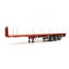 WSI 04-1137 - Dennison 3-axle Flat Top Extendable Trailer - Red - Scale 1:50