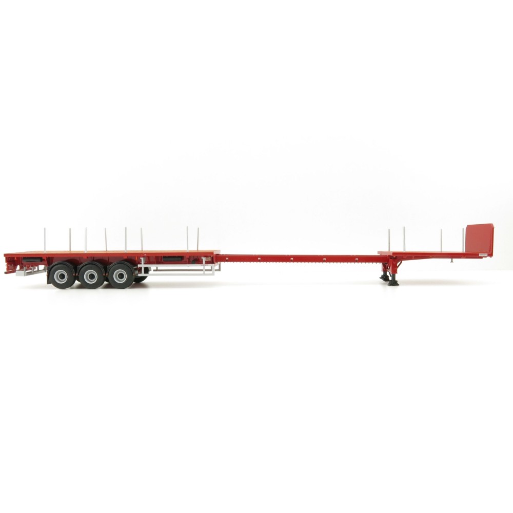WSI 04-1137 - Dennison 3-axle Flat Top Extendable Trailer - Red - Scale 1:50