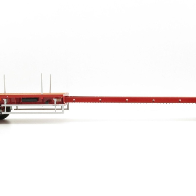WSI 04-1137 - Dennison 3-axle Flat Top Extendable Trailer - Red - Scale 1:50