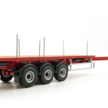 WSI 04-1137 - Dennison 3-axle Flat Top Extendable Trailer - Red - Scale 1:50