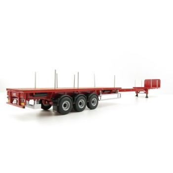 WSI 04-1137 - Dennison 3-axle Flat Top Extendable Trailer - Red - Scale 1:50