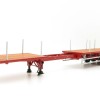 WSI 04-1137 - Dennison 3-axle Flat Top Extendable Trailer - Red - Scale 1:50