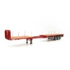 WSI 04-1137 - Dennison 3-axle Flat Top Extendable Trailer - Red - Scale 1:50