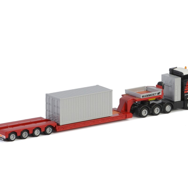 WSI 900033 - Mammoet Volvo FH4 GLOBETROTTER XL 8x4 LOWLOADER - 4 AXLE + 20 FT CONTAINER - Scale 1:87